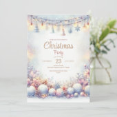 水彩クリスマスパーティの招待状 招待状 (スタンド正面)