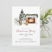 水彩クリスマスパーティの招待状 招待状 (スタンド正面)