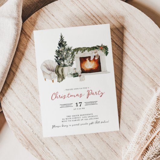 水彩クリスマスパーティの招待状 招待状