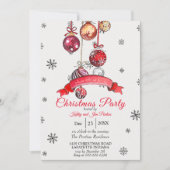 水彩クリスマスパーティの招待状 招待状 (正面)