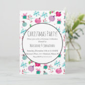 水彩クリスマスパーティーオーナメント休日 招待状 (スタンド正面)