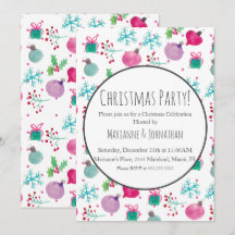 水彩クリスマスパーティーオーナメント休日