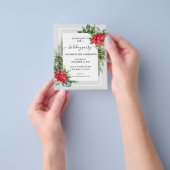 水彩クリスマスパーティーフローラポインセチア チラシ (手)