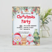 水彩クリスマスパーティー招待状 招待状 (スタンド正面)