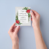 水彩クリスマスパーティー花飾りポインセチア チラシ (手)