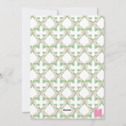 水彩クリスマスピンクグリーンボウガーランド写真 シーズンカード (裏面)