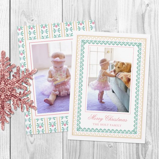 水彩クリスマスピンク大千年記念撮影 シーズンカード