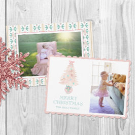 水彩クリスマスピンク大千年記念撮影 シーズンカード