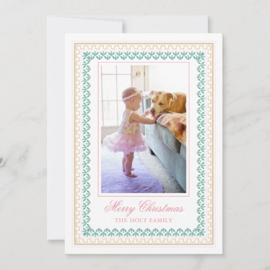 水彩クリスマスピンク大千年記念撮影 シーズンカード (正面)