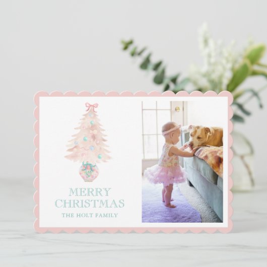 水彩クリスマスピンク大千年記念撮影 シーズンカード (スタンド正面)