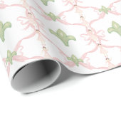 水彩クリスマスピンク&グリーンバレリーナ ラッピングペーパー (ロールコーナー)