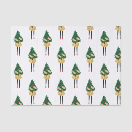 水彩クリスマスファッションガールティッシュペーパー 薄葉紙 (正面)