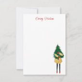 水彩クリスマスファッションガールパーソナライズされた サンキューカード (正面)