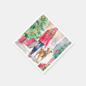 水彩クリスマスファッションショッピングガール スタンダードカクテルナプキン (角)