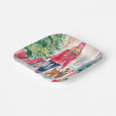 水彩クリスマスファッションショッピングガール ペーパープレート (傾斜あり)