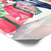 水彩クリスマスファッションショッピングガール ポスター (角)