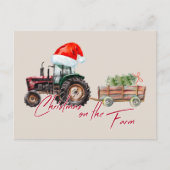 水彩クリスマスファーム動物 シーズンポストカード (正面)