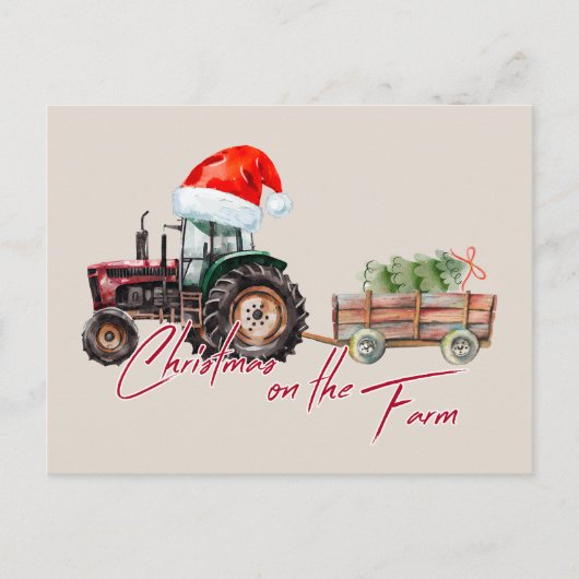 水彩クリスマスファーム動物 シーズンポストカード (正面)