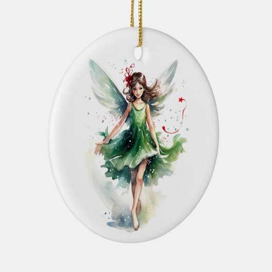 水彩クリスマスフェアリー セラミックオーナメント (右)