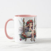 水彩クリスマスフェアリー | フェスティバルホリデーマグ マグカップ (左)