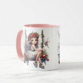 水彩クリスマスフェアリー | フェスティバルホリデーマグ マグカップ (正面左)