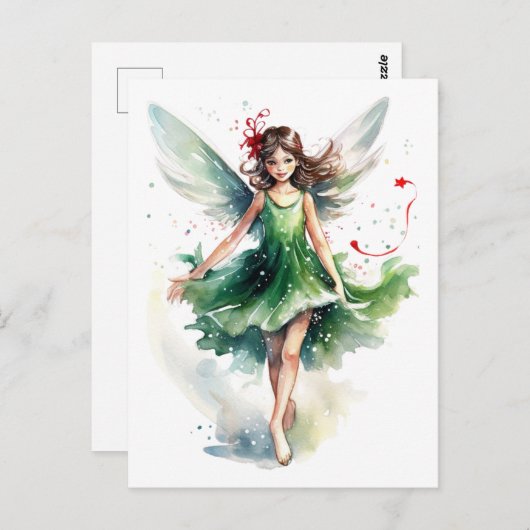 水彩クリスマスフェアリー ポストカード (正面/裏面)