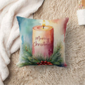 水彩クリスマスフェスティバルキャンドルイラストレーション クッション (ブランケット)