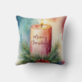 水彩クリスマスフェスティバルキャンドルイラストレーション クッション (裏面)