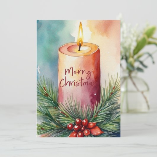 水彩クリスマスフェスティバルキャンドルイラストレーション シーズンカード (スタンド正面)