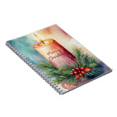 水彩クリスマスフェスティバルキャンドルイラストレーション ノートブック (右側)