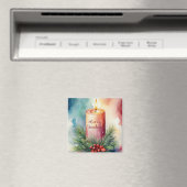 水彩クリスマスフェスティバルキャンドルイラストレーション マグネット (インサイチュ (食洗機))