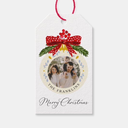 水彩クリスマスフォトギフトタグ ギフトタグ (正面)