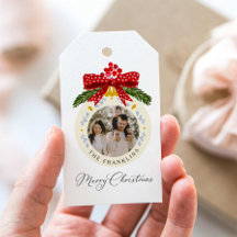 水彩クリスマスフォトギフトタグ