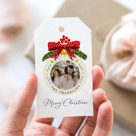 水彩クリスマスフォトギフトタグ ギフトタグ
