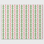 水彩クリスマスフットボールの木と弓 ラッピングペーパー (フラット)