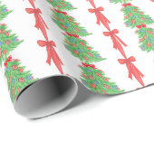 水彩クリスマスフットボールの木と弓 ラッピングペーパー (ロールコーナー)