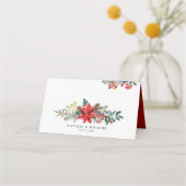 水彩クリスマスフラワー&パインコーン結婚ズ プレイスカード (裏面)