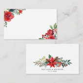 水彩クリスマスフラワー&パインコーン縁ど プレイスカード (正面/裏面)
