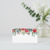 水彩クリスマスフラワー＆松ぼっくり ガーランド プレイスカード (スタンド正面)