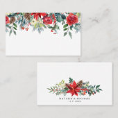 水彩クリスマスフラワー＆松ぼっくり ガーランド プレイスカード (正面/裏面)