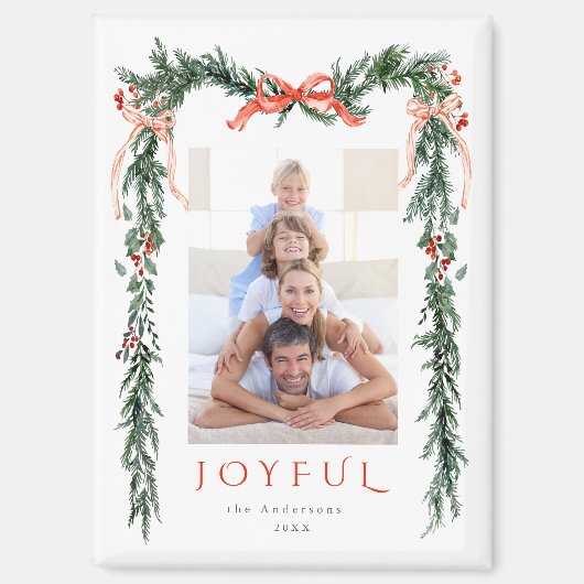 水彩クリスマスフレームフォトホリデー マグネット (正面)