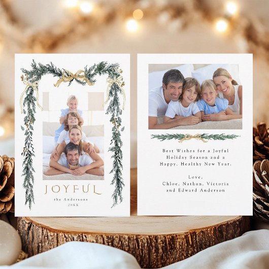 水彩クリスマスフレーム2写真金ゴールド喜び シーズンカード