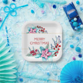 水彩クリスマスフレーム ペーパープレート (パーティー)