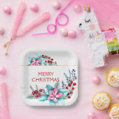 水彩クリスマスフレーム ペーパープレート (パーティー)