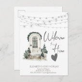 水彩クリスマスフロントドア、ハートのお知らせ 案内ポストカード (正面/裏面)