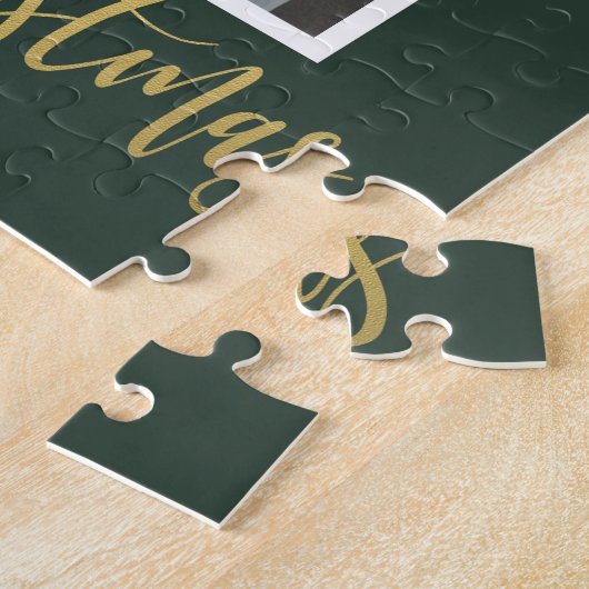 水彩クリスマスフローラグリーンファミリーフォト ジグソーパズル (側面)