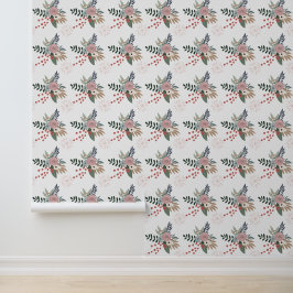 水彩クリスマスフローラピンクと緑 壁紙