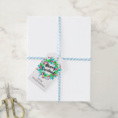 水彩クリスマスフローラリースメリークリスマス ギフトタグ (より糸付き)