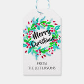 水彩クリスマスフローラリースメリークリスマス ギフトタグ (裏面)