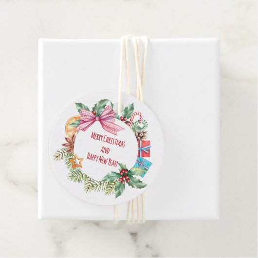 水彩クリスマスフローラリース |休日 フェイバータグ (インサイチュ)